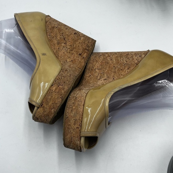 Jimmy Choo Papina Cork Wedge Nude Patent Leather Platform Heels EU 40/US 10 - Picture 9 of 16